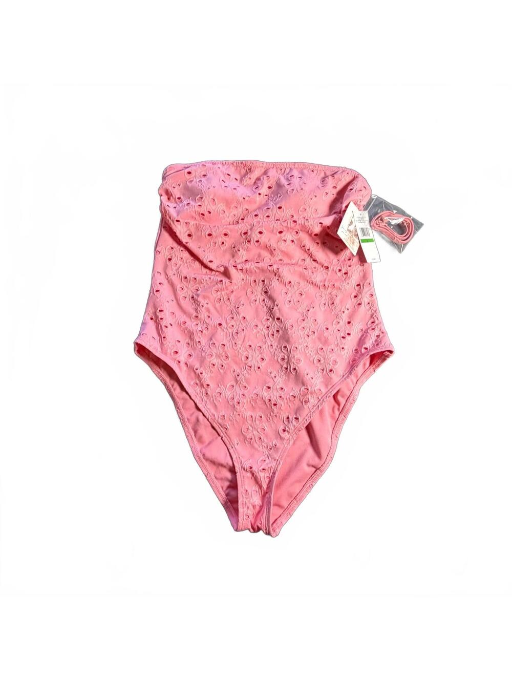Jessica Simpson detachable halter strap gereminum petal pink one piece swimsuit
